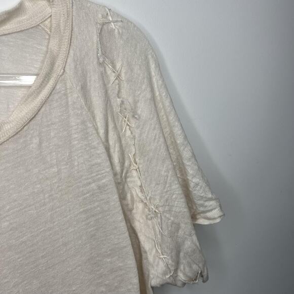 IRO Shirt Womens Small Beige Oversized Distressed Textured Lightweight‎ Top - Picture 5 of 9
